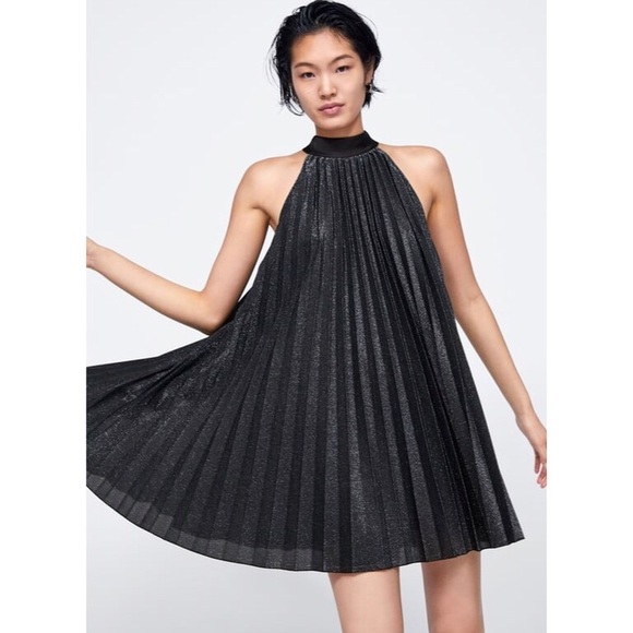 Zara Dresses & Skirts - 🌸HP🌸 ZARA Sparkly Pleated Dress L NWT